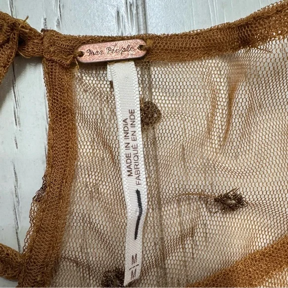 Free People Sheer Mustard Ruffle Blouse - Picture 6 of 9